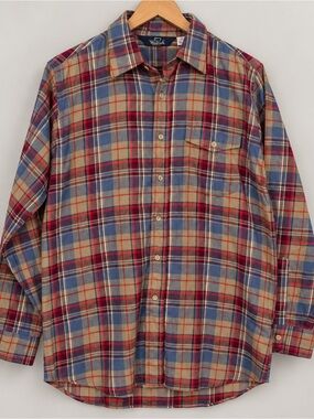 Woolrich Red, Blue & Tan Plaid Long-Sleeve Button-Down Shirt